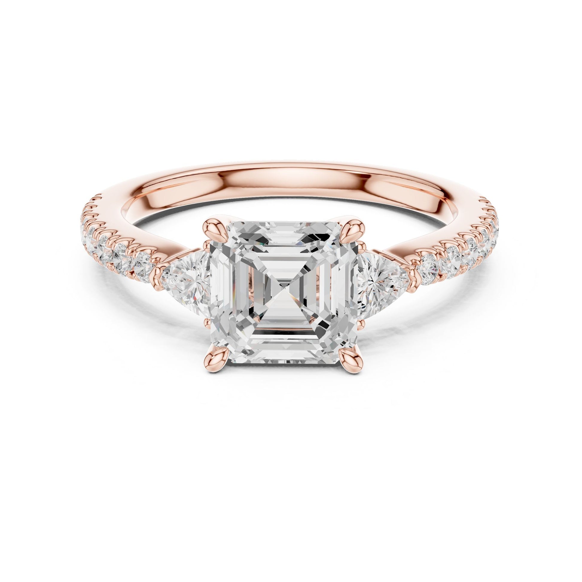 Emerald Lab Grown Diamond Side-Stone Engagement Ring