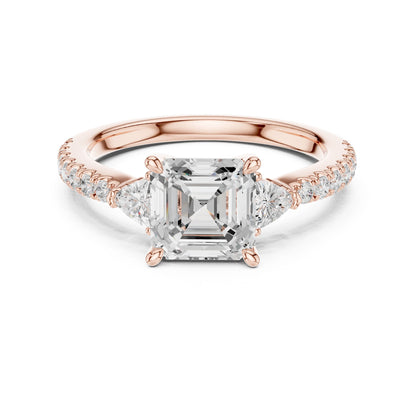 Emerald Lab Grown Diamond Side-Stone Engagement Ring