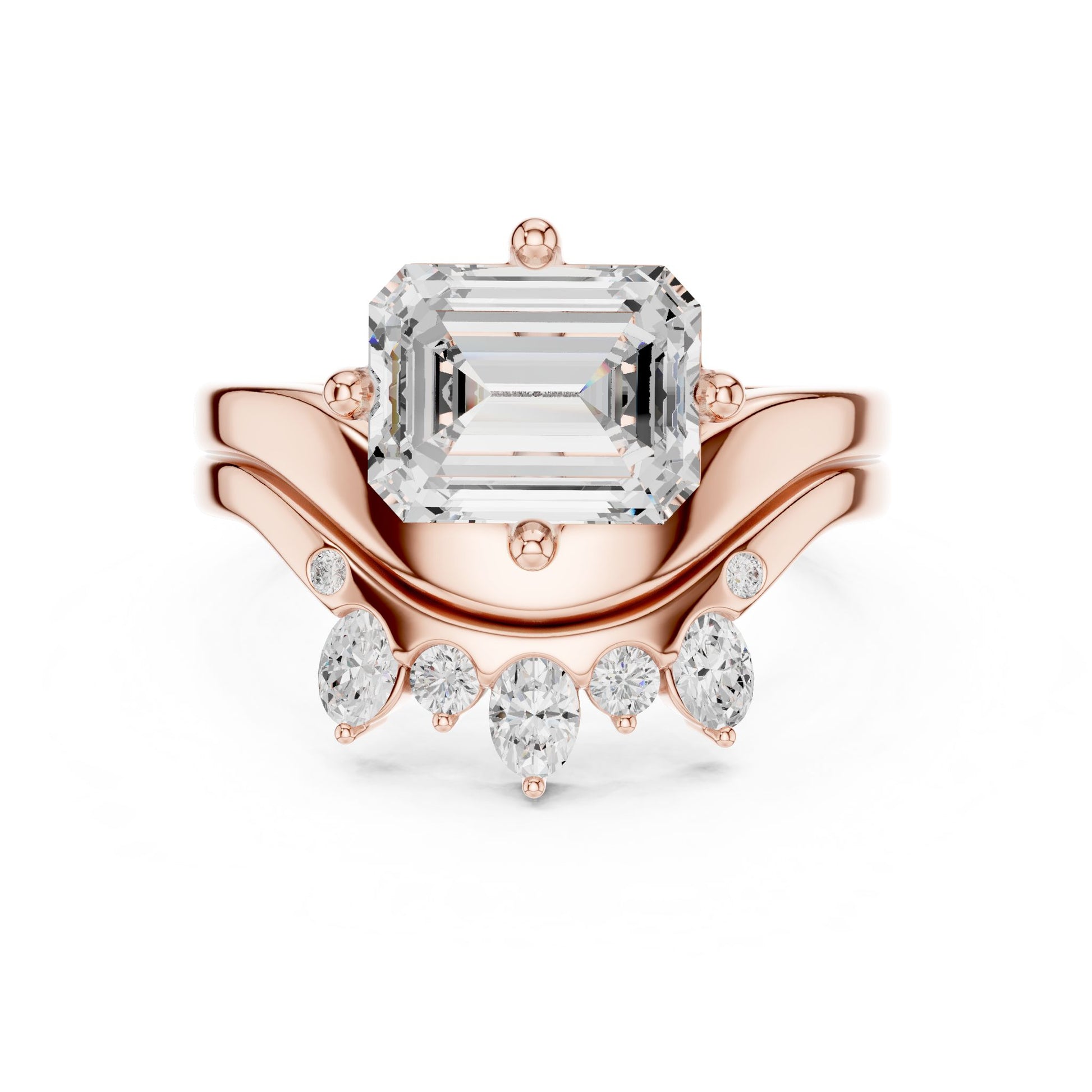 Emerald Lab Grown Diamond Side-Stone Engagement Ring