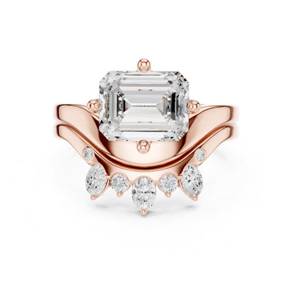 Emerald Lab Grown Diamond Side-Stone Engagement Ring