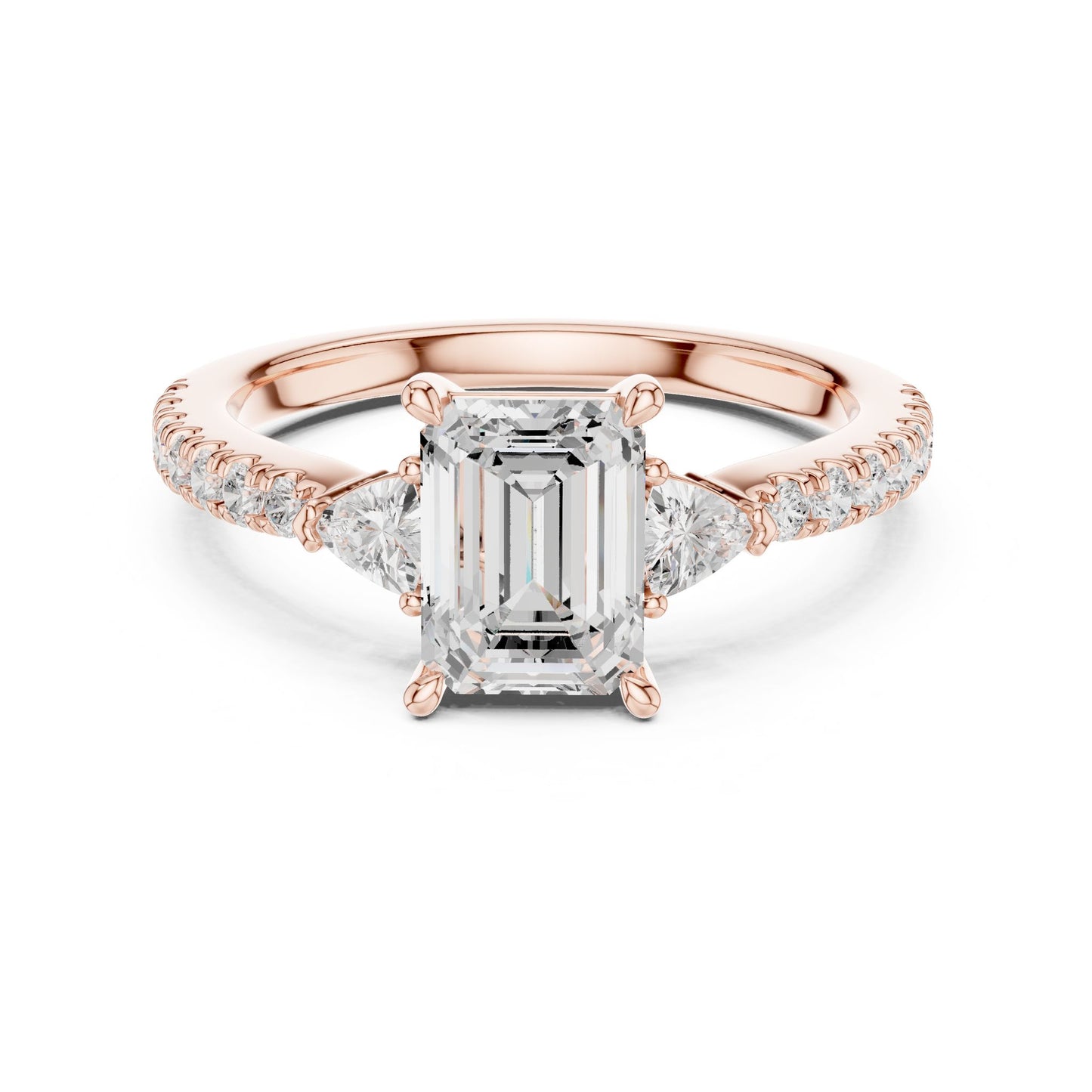 Emerald Lab Grown Diamond Side-Stone Engagement Ring