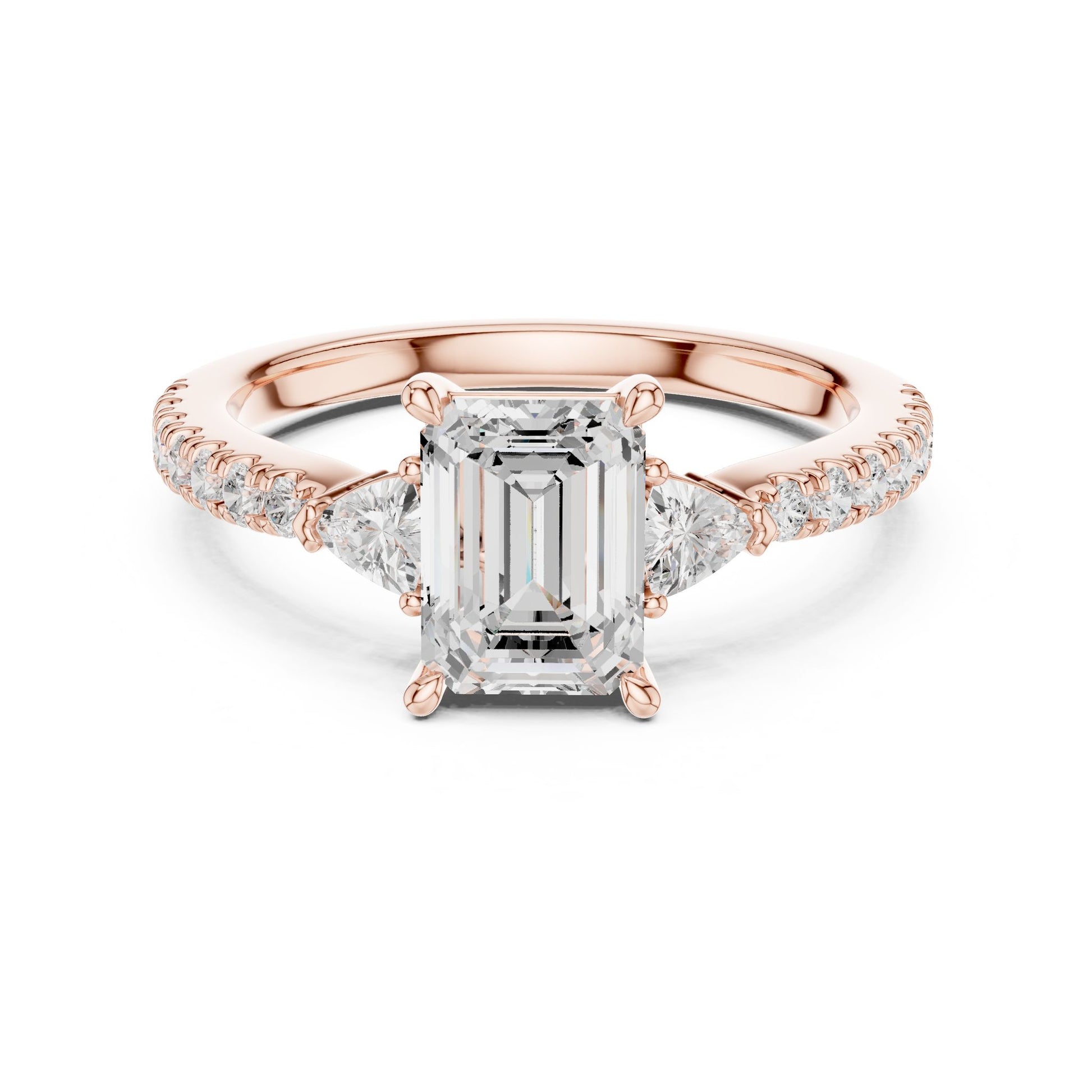 Emerald Lab Grown Diamond Side-Stone Engagement Ring