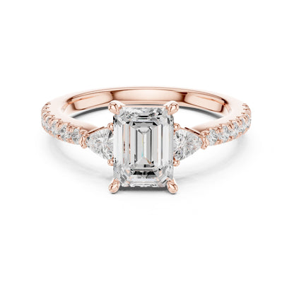 Emerald Lab Grown Diamond Side-Stone Engagement Ring