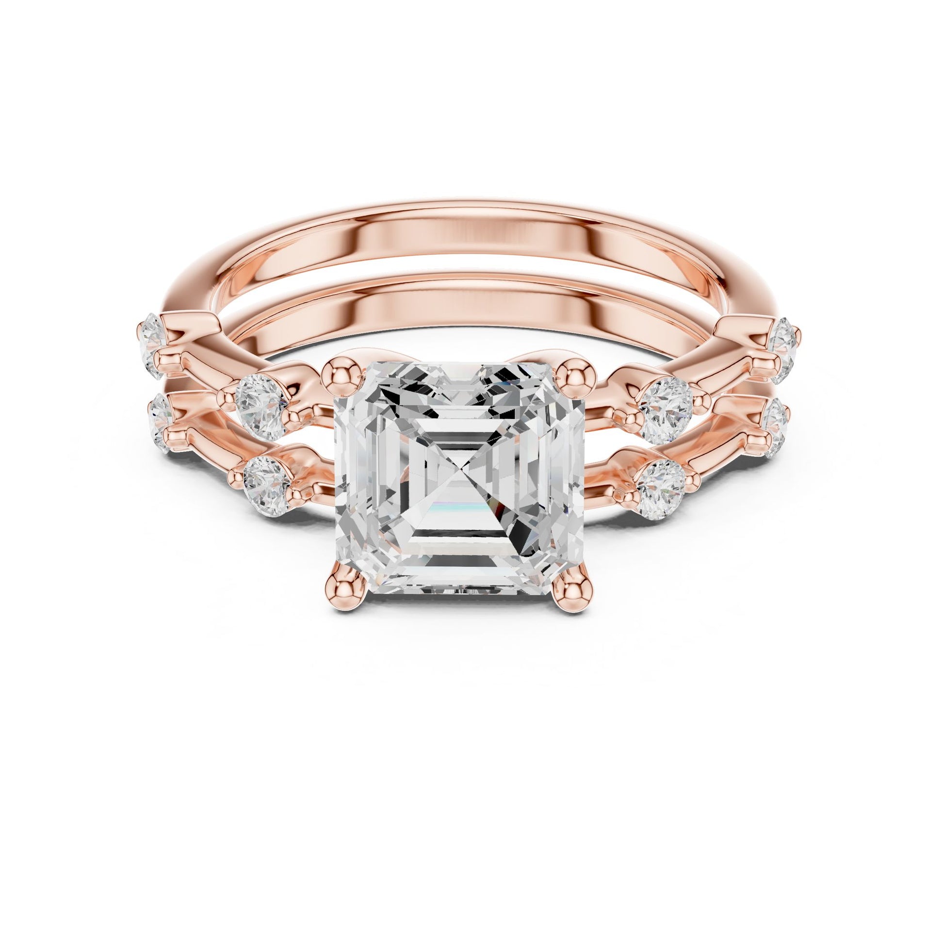 Emerald Lab Grown Diamond Side-Stone Engagement Ring