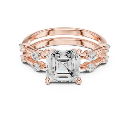 Emerald Lab Grown Diamond Side-Stone Engagement Ring