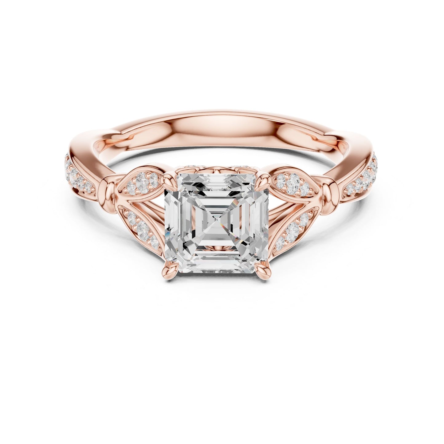 Emerald Lab Grown Diamond Side-Stone Engagement Ring