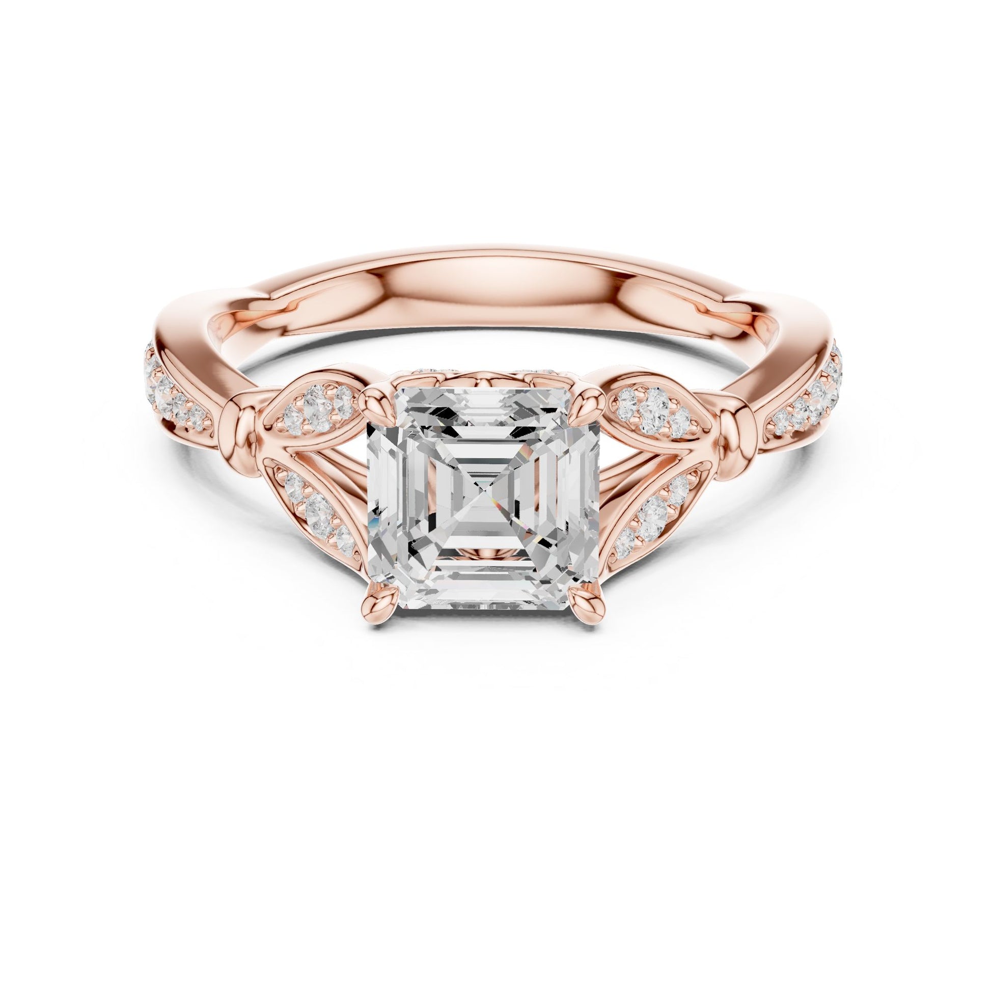 Emerald Lab Grown Diamond Side-Stone Engagement Ring