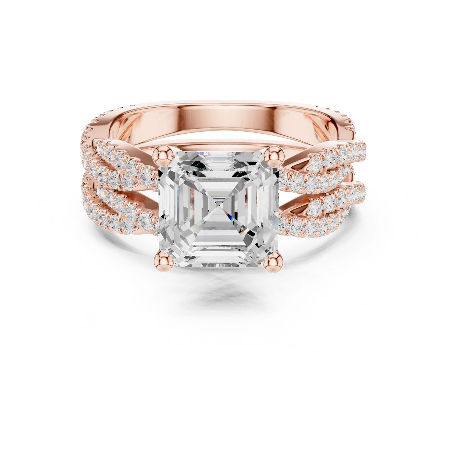 Emerald Lab Grown Diamond Side-Stone Engagement Ring