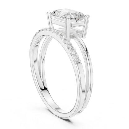 Emerald Lab Grown Diamond Side-Stone Engagement Ring