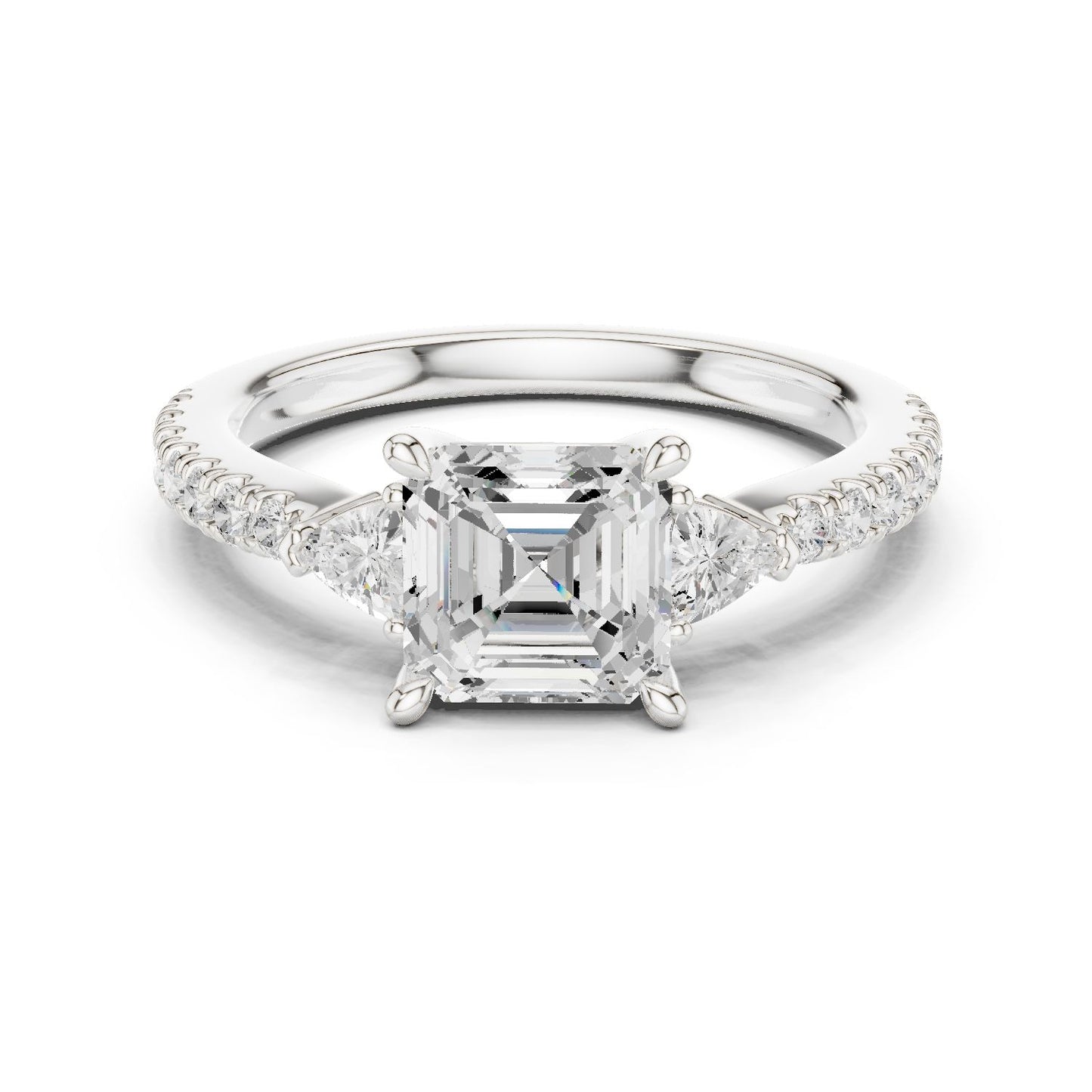 Emerald Lab Grown Diamond Side-Stone Engagement Ring
