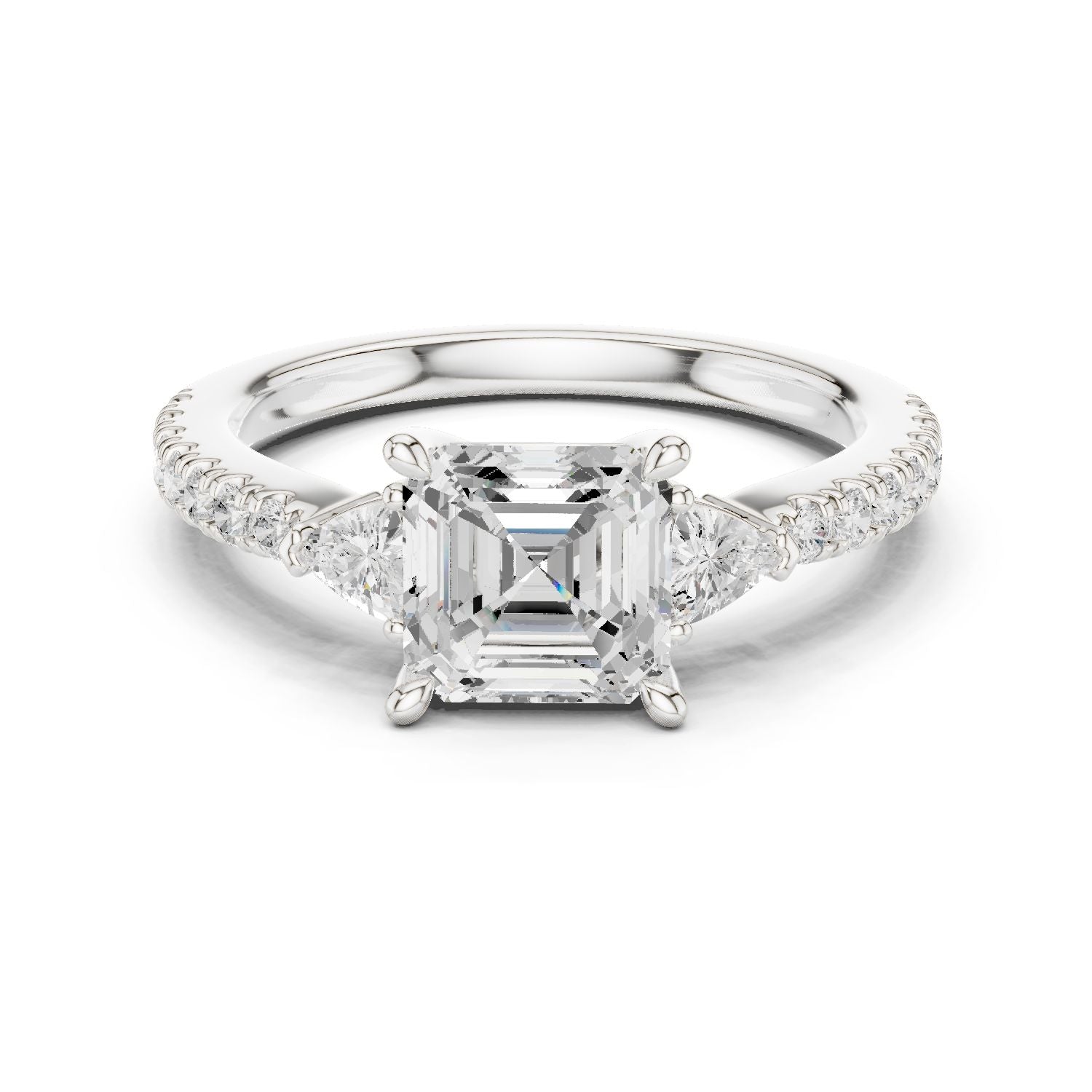 Emerald Lab Grown Diamond Side-Stone Engagement Ring