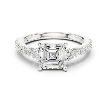 Emerald Lab Grown Diamond Side-Stone Engagement Ring