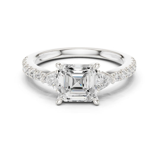 Emerald Lab Grown Diamond Side-Stone Engagement Ring