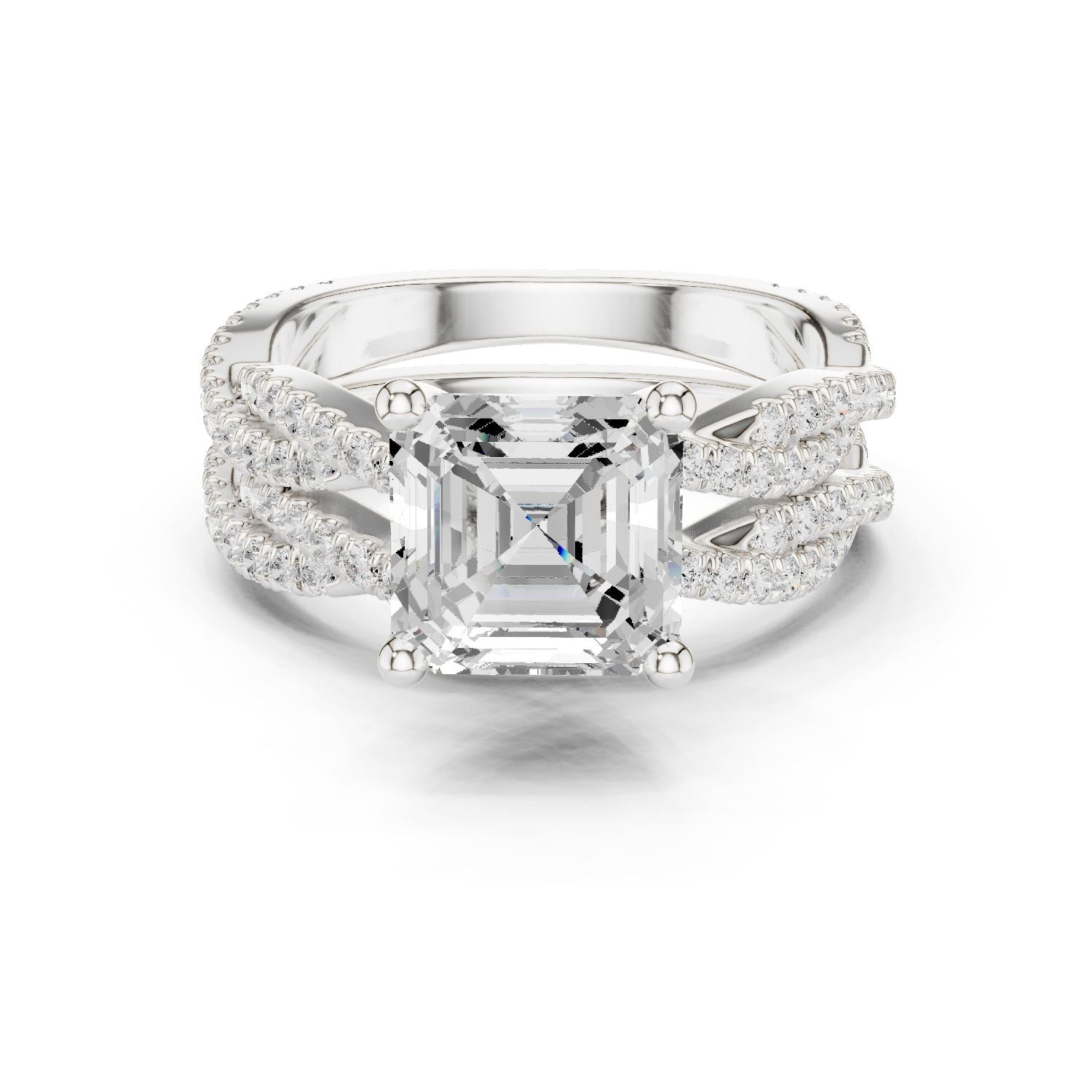 Emerald Lab Grown Diamond Side-Stone Engagement Ring