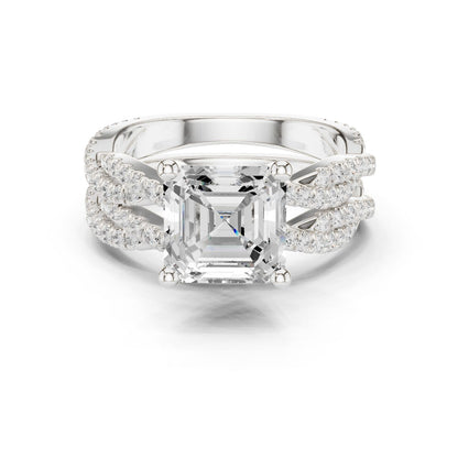 Emerald Lab Grown Diamond Side-Stone Engagement Ring