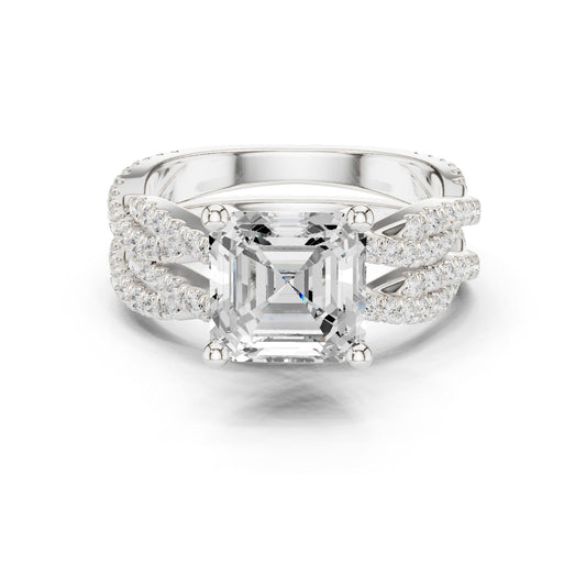 Emerald Lab Grown Diamond Side-Stone Engagement Ring