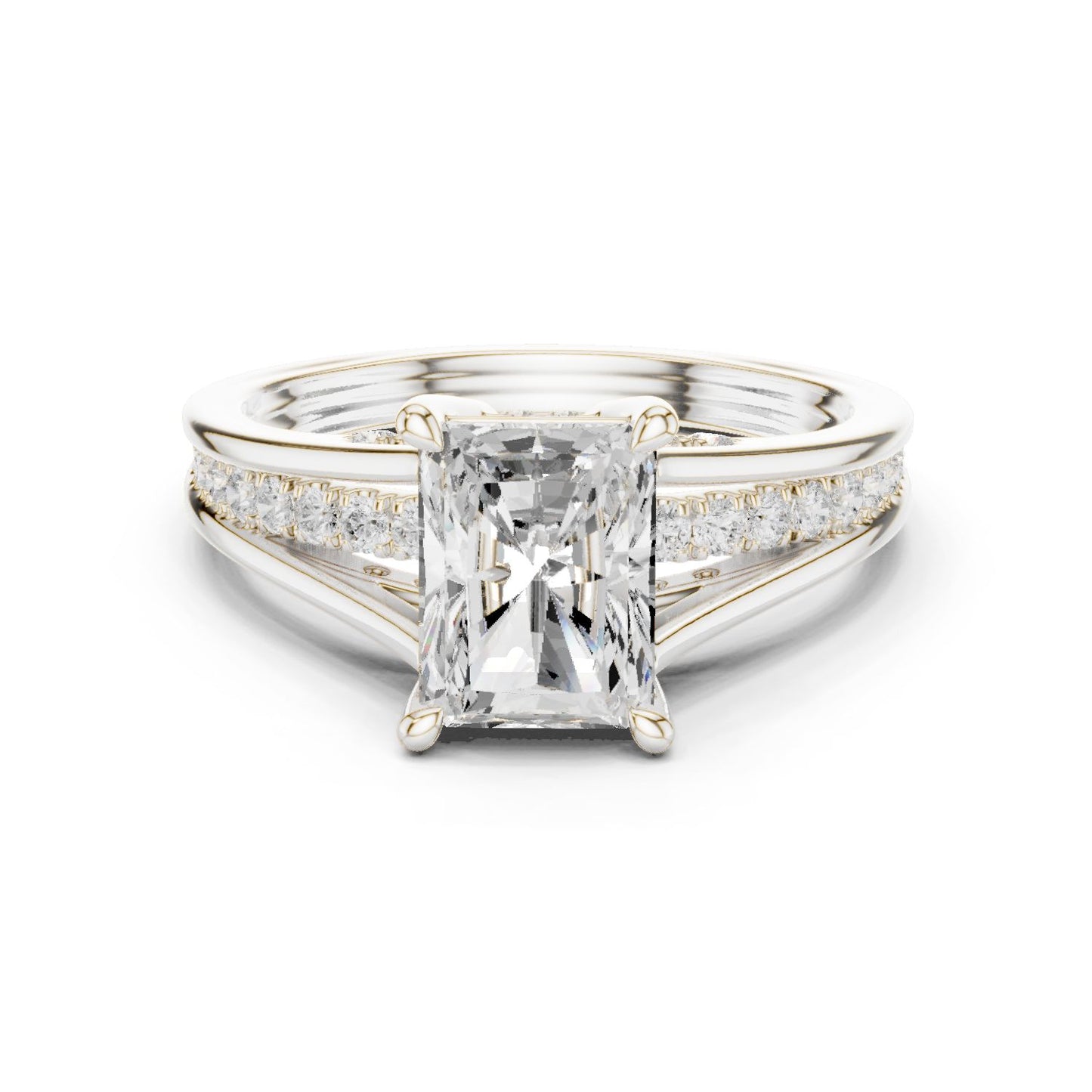 Emerald Lab Grown Diamond Side-Stone Engagement Ring