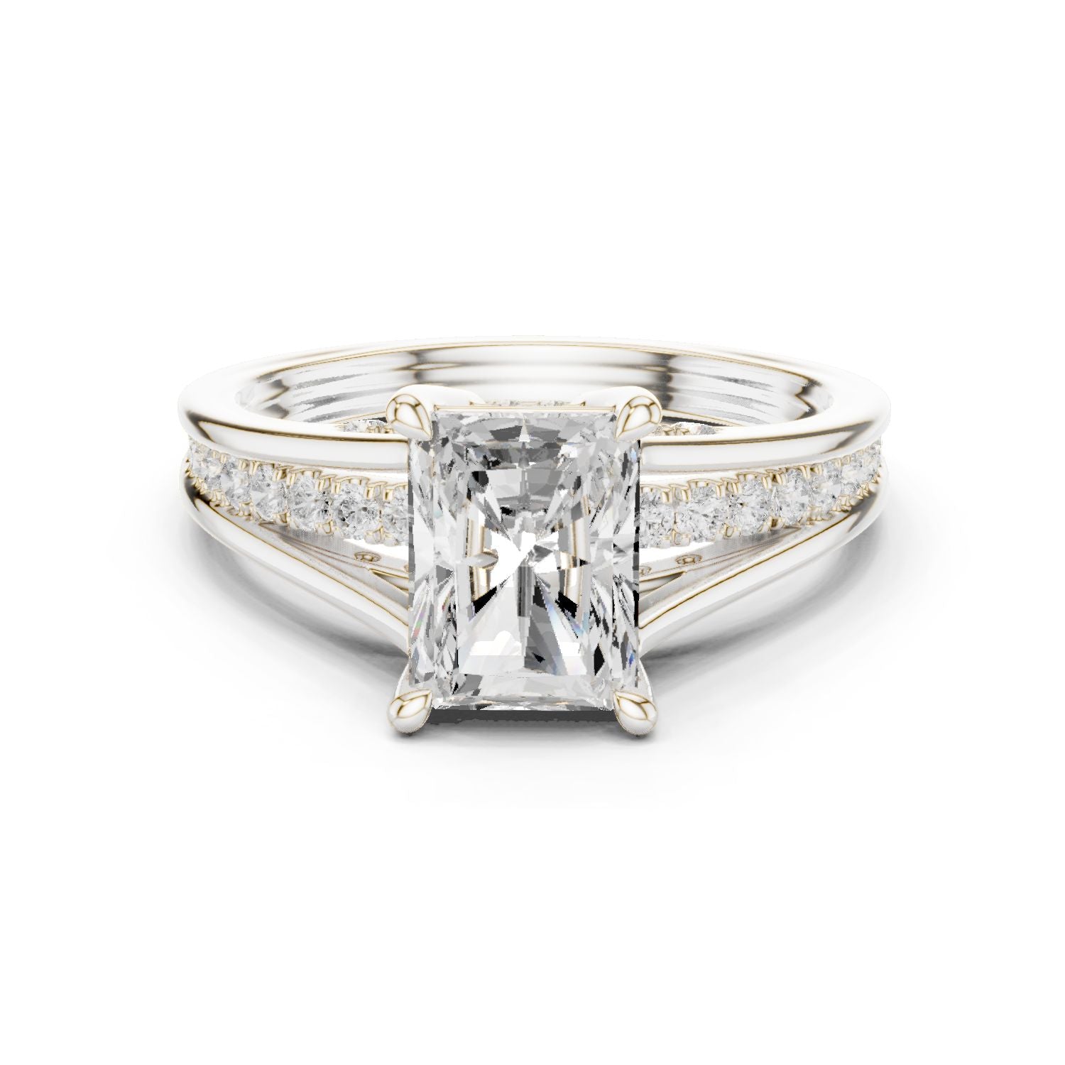 Emerald Lab Grown Diamond Side-Stone Engagement Ring