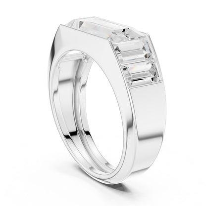 Men's Emerald Lab Grown Diamond Side-Stone Ring
