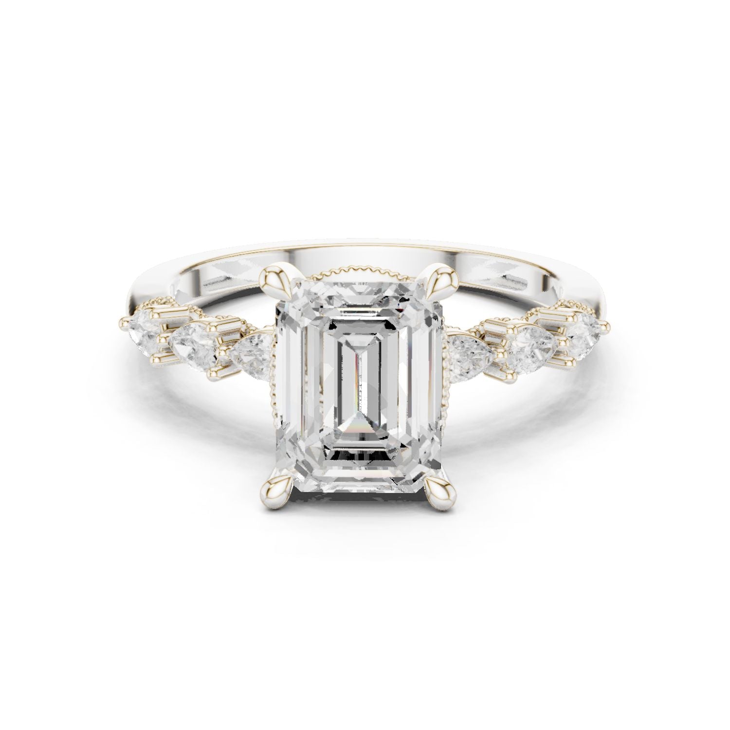 Emerald Lab Grown Diamond Side-Stone Engagement Ring