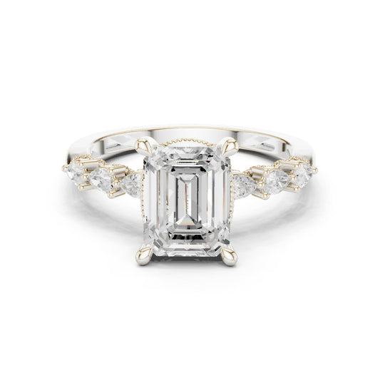 Emerald Lab Grown Diamond Side-Stone Engagement Ring