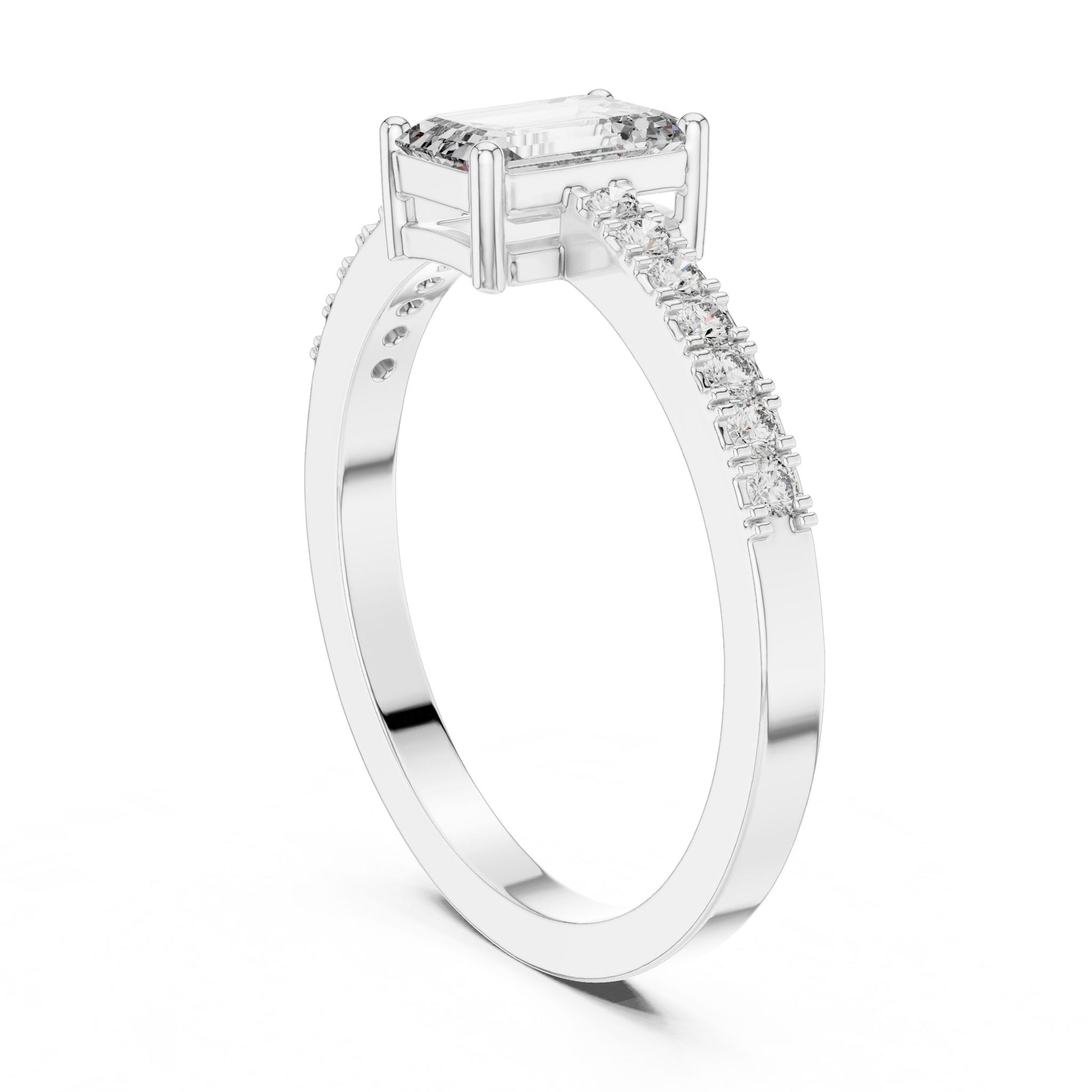 Emerald Lab Grown Diamond Side-Stone Engagement Ring