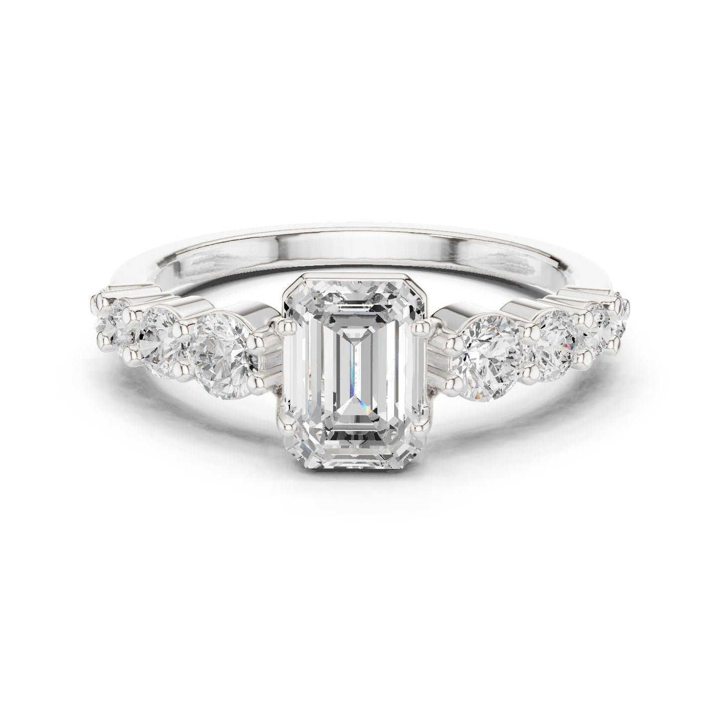 Emerald Lab Grown Diamond Side-Stone Engagement Ring