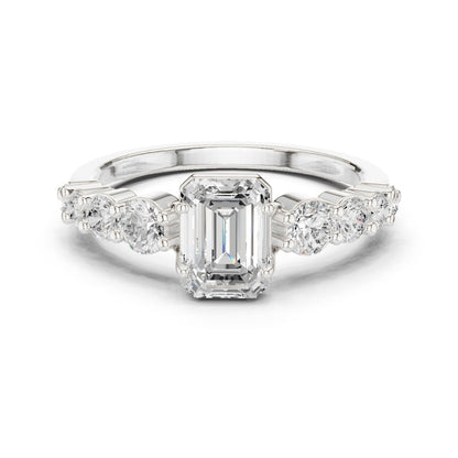 Emerald Lab Grown Diamond Side-Stone Engagement Ring
