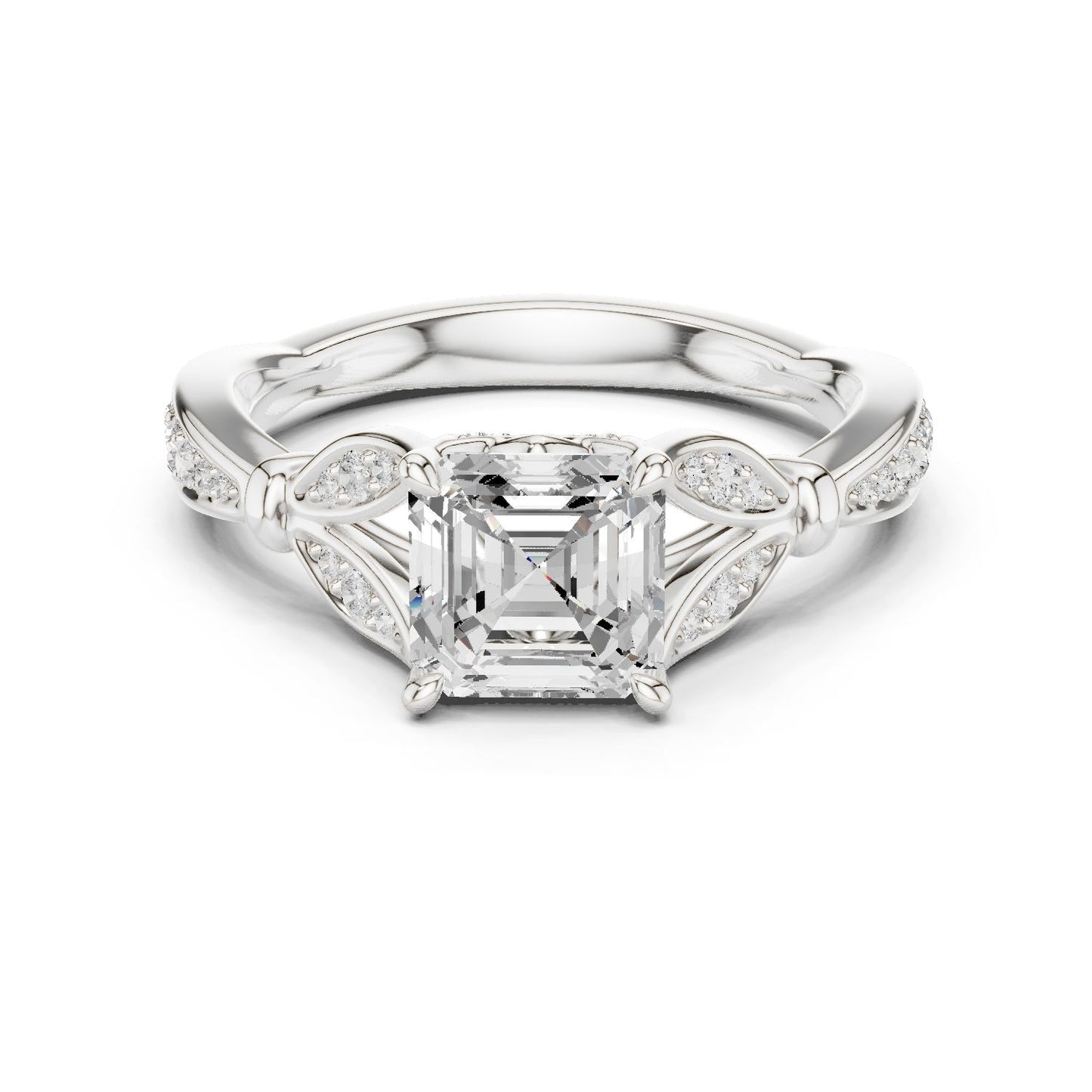 Emerald Lab Grown Diamond Side-Stone Engagement Ring