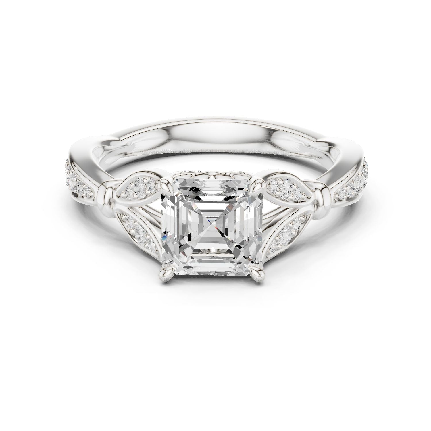 Emerald Lab Grown Diamond Side-Stone Engagement Ring