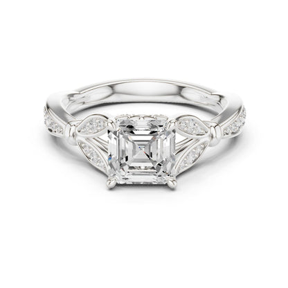 Emerald Lab Grown Diamond Side-Stone Engagement Ring