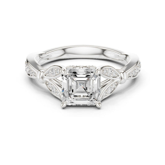 Emerald Lab Grown Diamond Side-Stone Engagement Ring