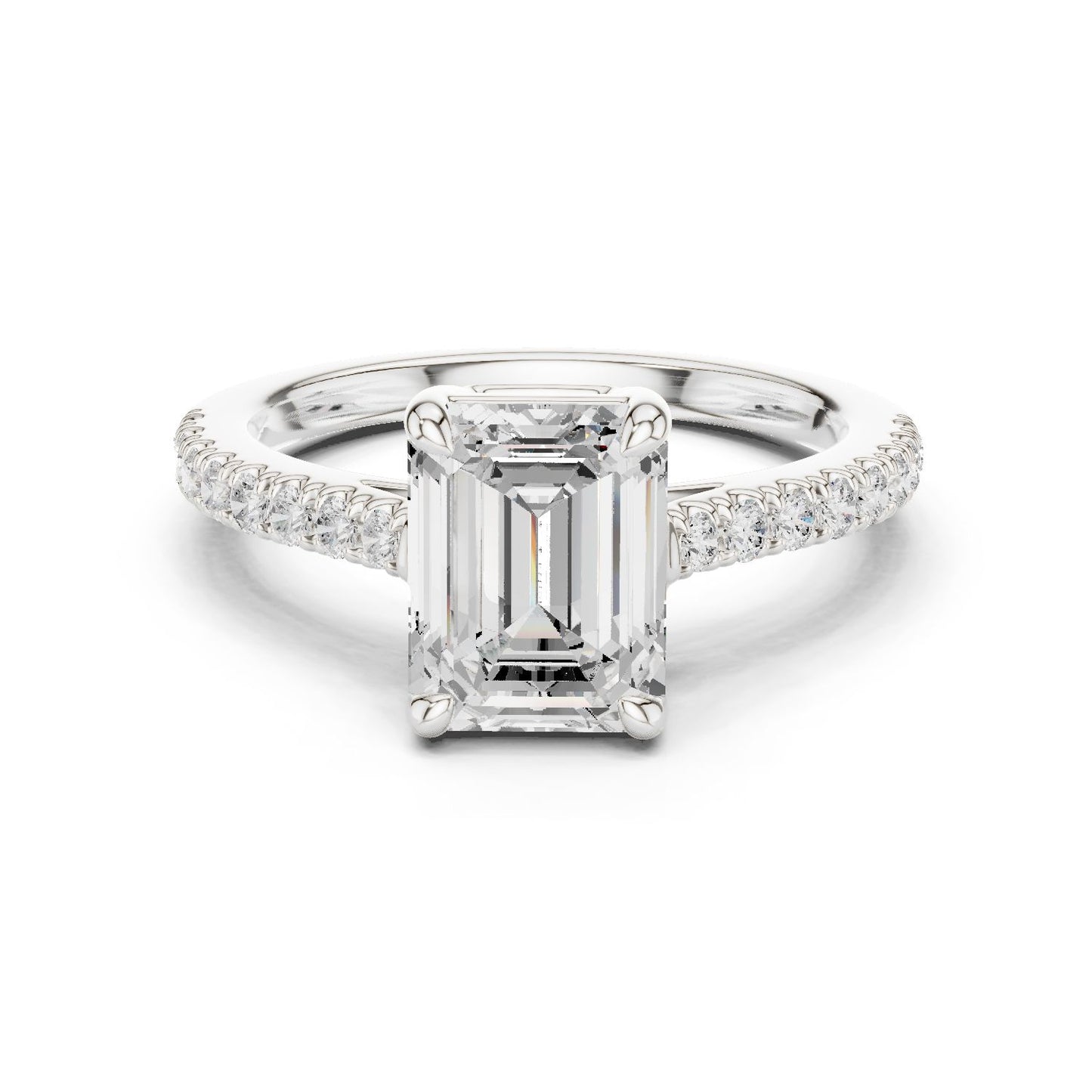 Emerald Lab Grown Diamond Side-Stone Engagement Ring