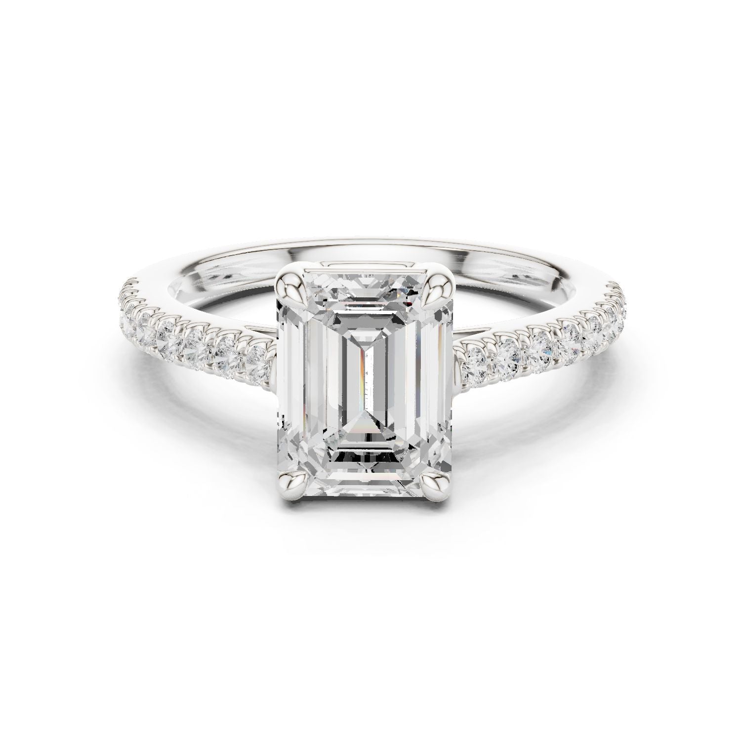 Emerald Lab Grown Diamond Side-Stone Engagement Ring