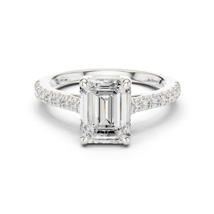 Emerald Lab Grown Diamond Side-Stone Engagement Ring