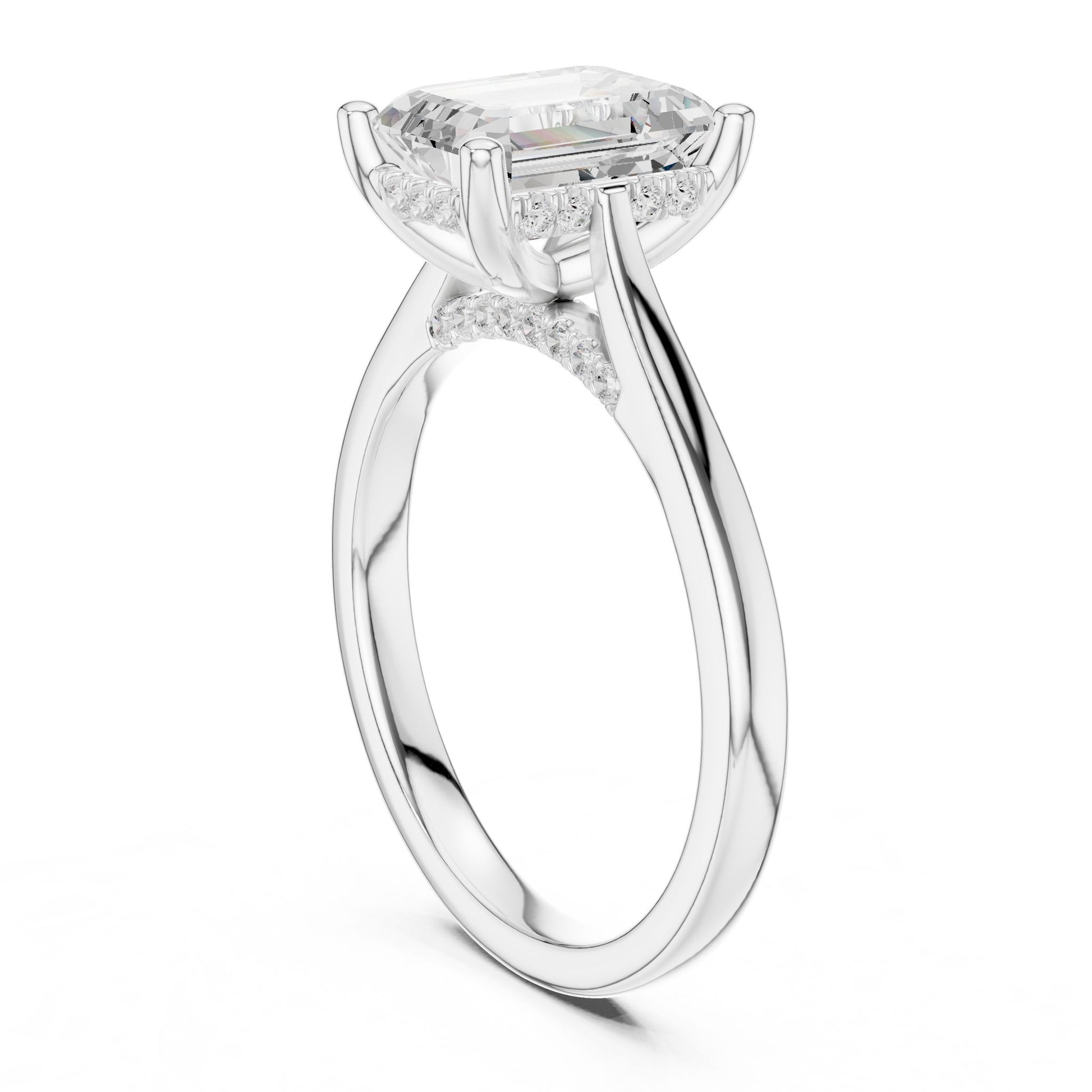 Emerald Lab Grown Diamond Side-Stone Engagement Ring