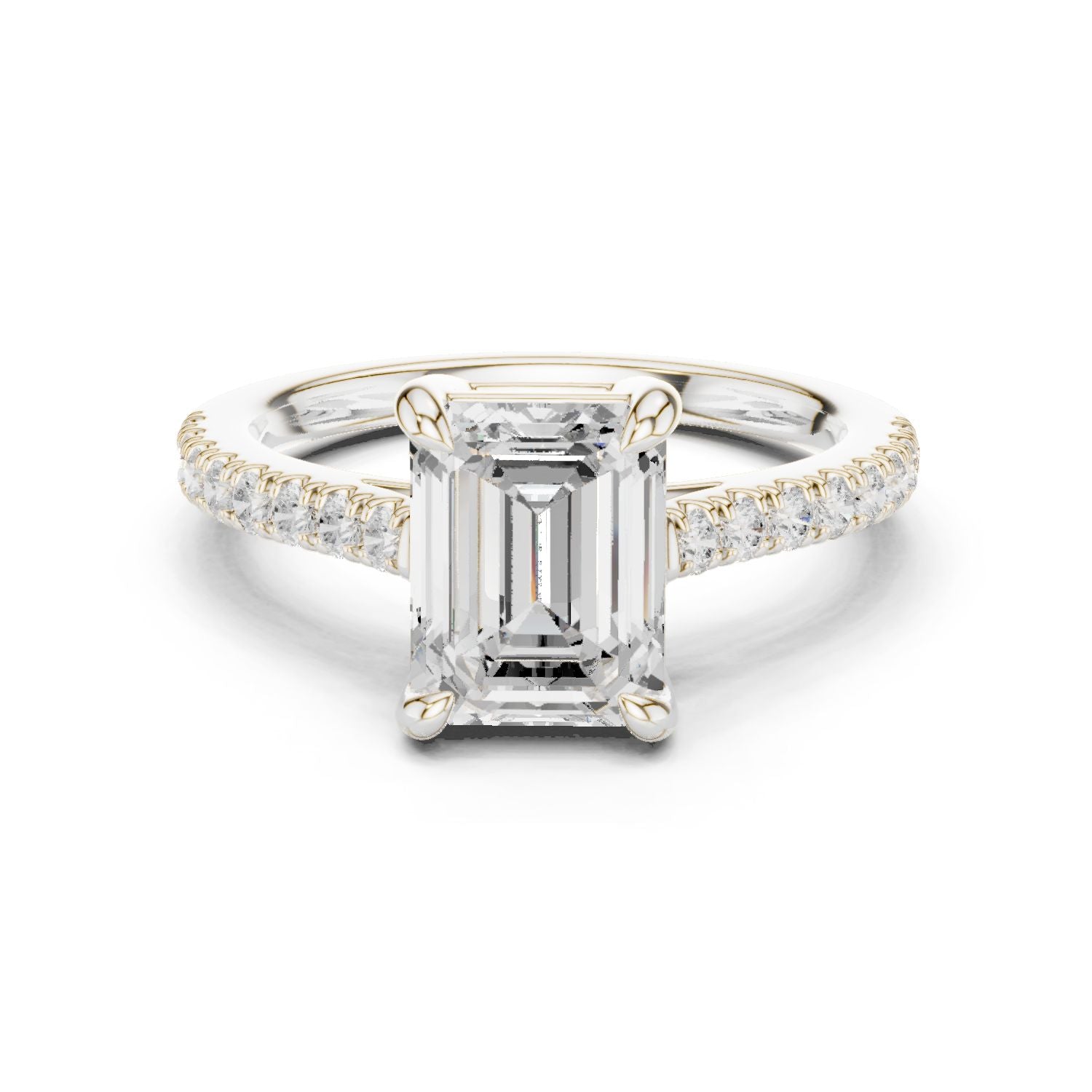Emerald Lab Grown Diamond Side-Stone Engagement Ring