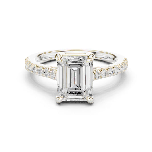Emerald Lab Grown Diamond Side-Stone Engagement Ring