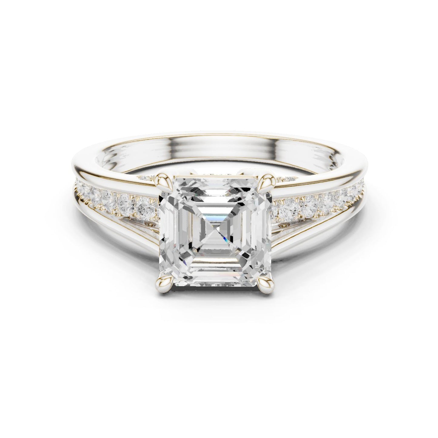 Emerald Lab Grown Diamond Side-Stone Engagement Ring