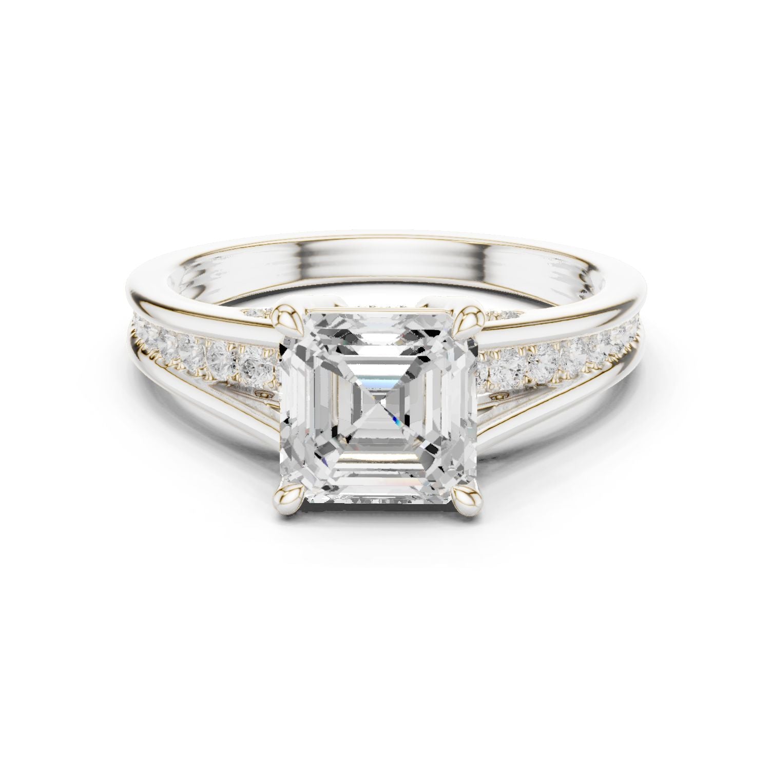 Emerald Lab Grown Diamond Side-Stone Engagement Ring