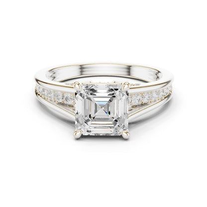 Emerald Lab Grown Diamond Side-Stone Engagement Ring