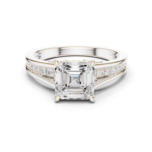 Emerald Lab Grown Diamond Side-Stone Engagement Ring