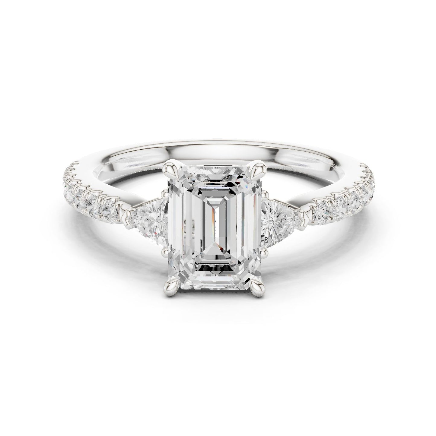 Emerald Lab Grown Diamond Side-Stone Engagement Ring