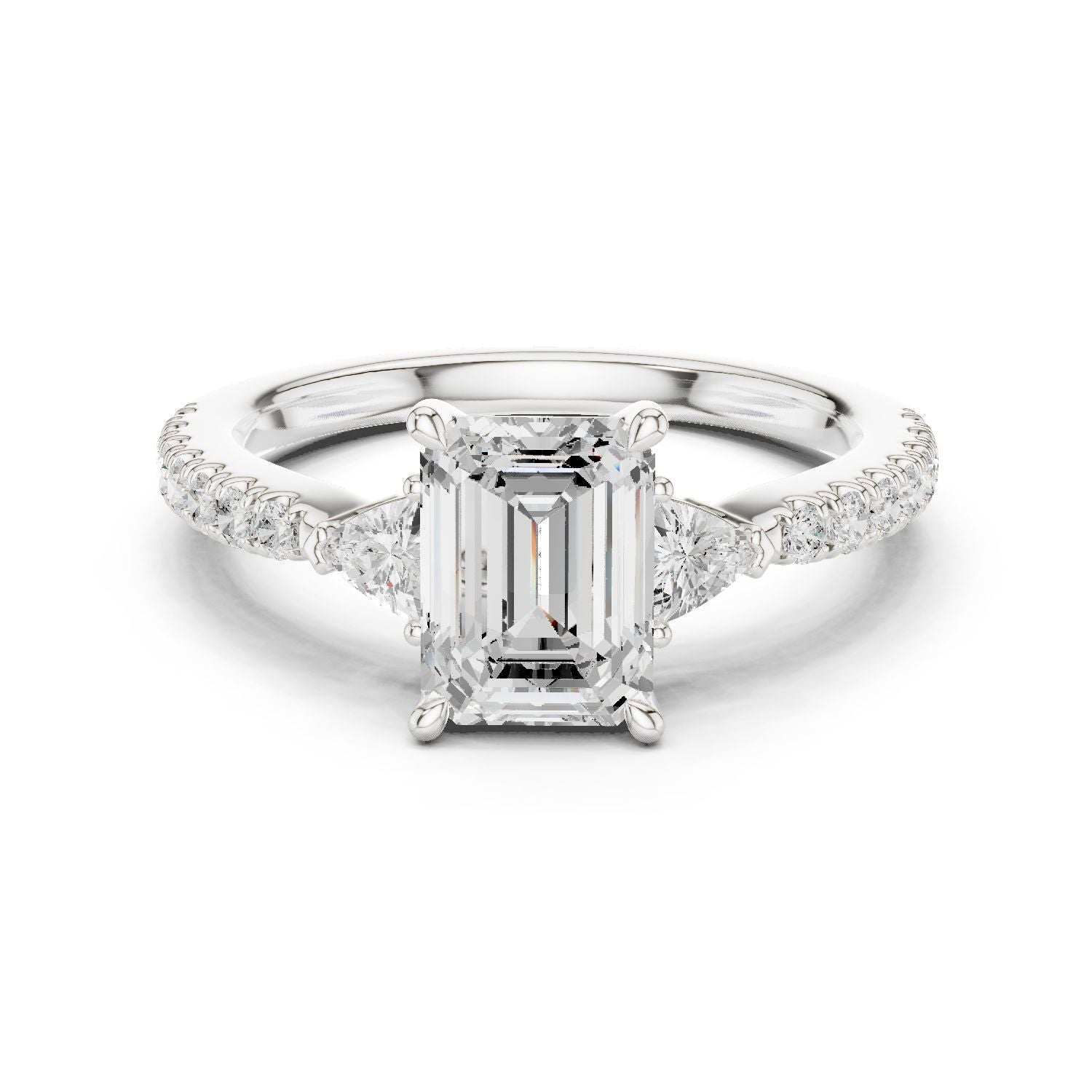 Emerald Lab Grown Diamond Side-Stone Engagement Ring
