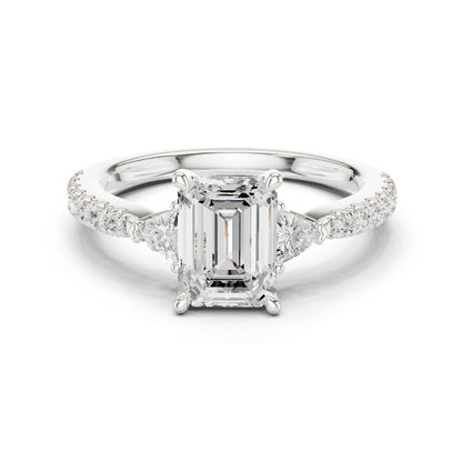 Emerald Lab Grown Diamond Side-Stone Engagement Ring