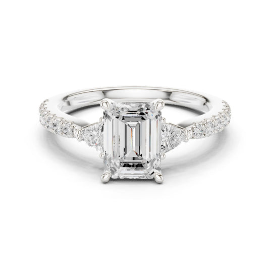 Emerald Lab Grown Diamond Side-Stone Engagement Ring