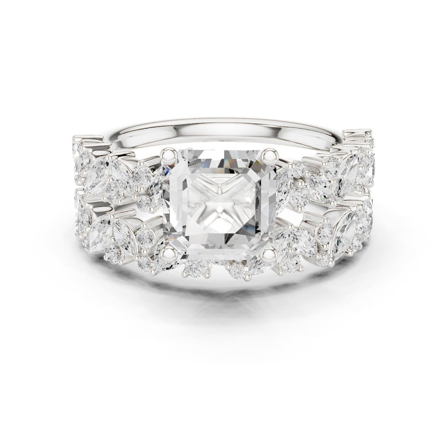 Emerald Lab Grown Diamond Side-Stone Engagement Ring
