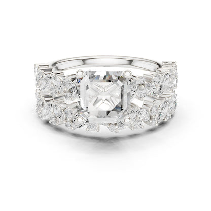 Emerald Lab Grown Diamond Side-Stone Engagement Ring