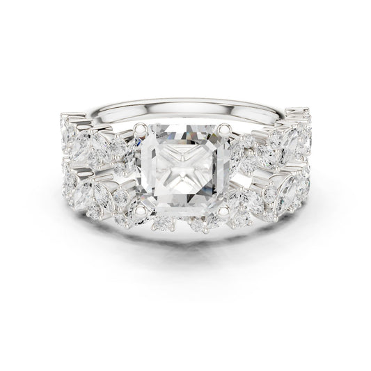 Emerald Lab Grown Diamond Side-Stone Engagement Ring