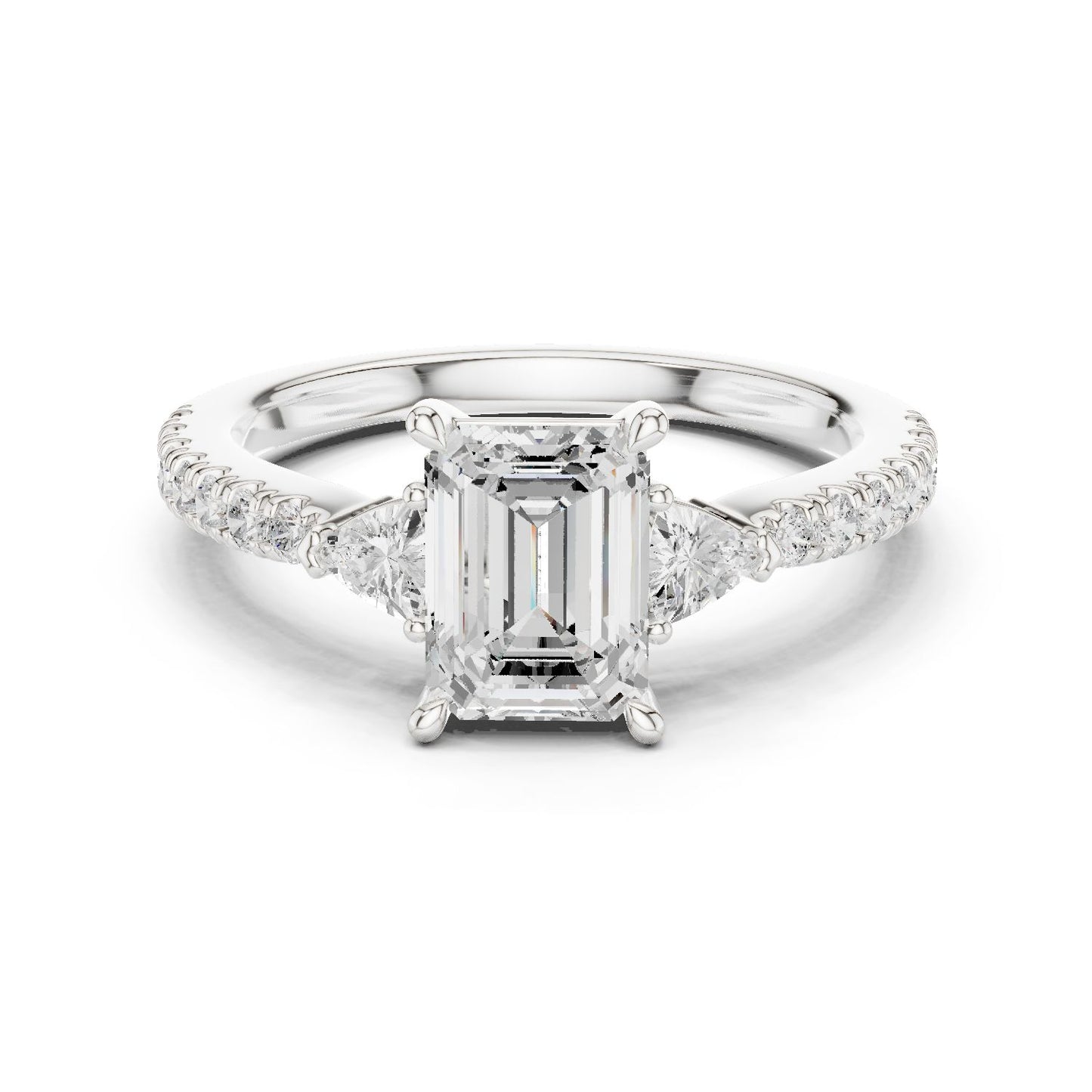 Emerald Lab Grown Diamond Side-Stone Engagement Ring
